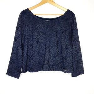 Lane Bryant Black Lace 3/4 Sleeve Crop Top Plus 22/24 Party Evening Date Night